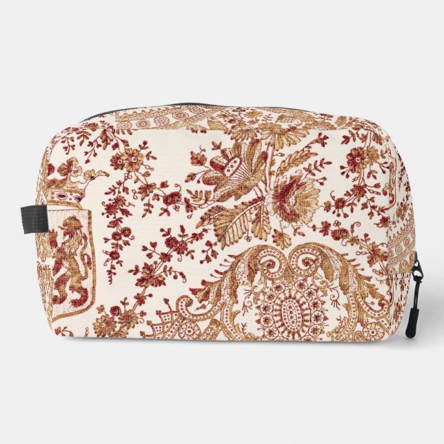 Gold And Red Lace Roses Dopp Kit (Front)