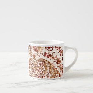 Gold And Red Lace Roses Espresso Cup