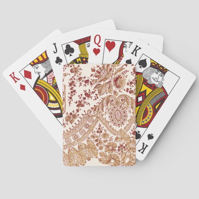Gold And Red Lace Roses Playing Cards (Back)