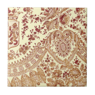Gold And Red Lace Roses Tile