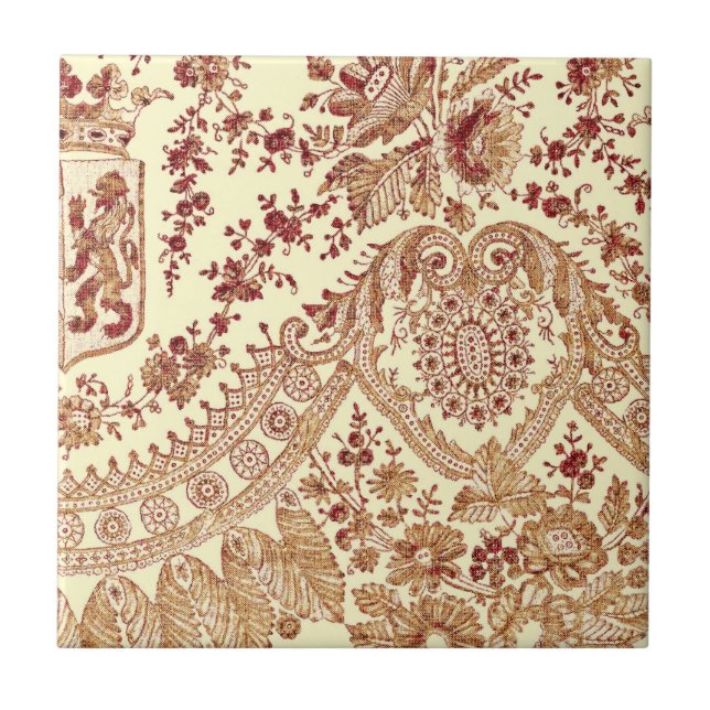 Gold And Red Lace Roses Tile (Front)
