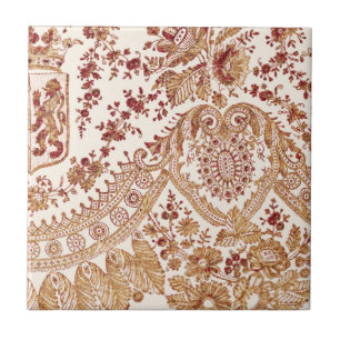 Gold And Red Lace Roses Tile
