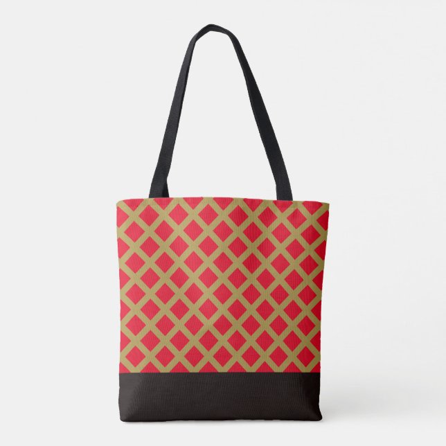 Gold and Red Lattice Tote Bag (Back)