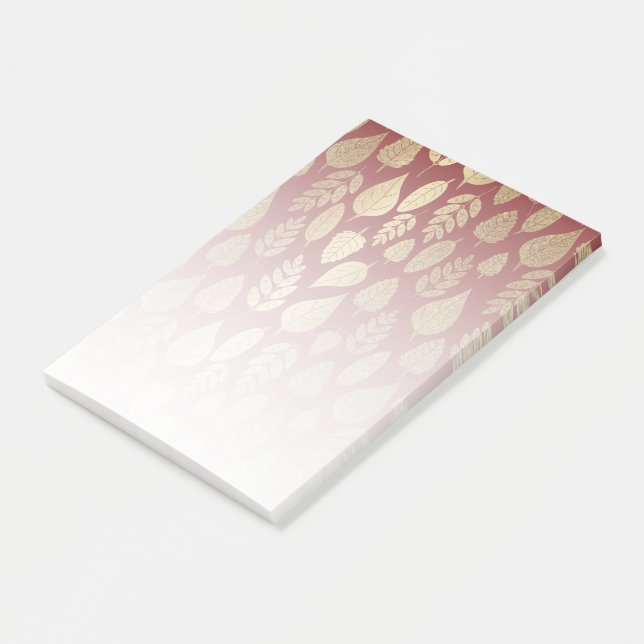 Gold and Red Leaf Pattern Post-it Notes (Angled)