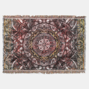 Gold and Red Mediaeval Tapestry Throw Blanket