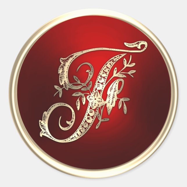 Gold and Red Monogram F Envelope Seal (Front)
