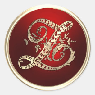 Gold and Red Monogram Z Envelope Seal