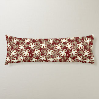 Gold And Red Repeating Motif | Octopus Pattern Body Cushion