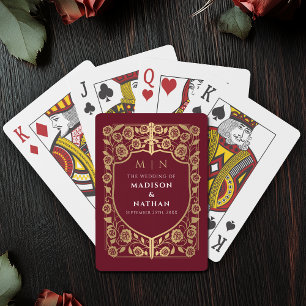 Gold and Red Royal Sword Shield Wedding Favour Playing Cards