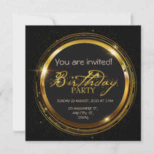 Gold and Rhinestones. Elegant birthday Invitation