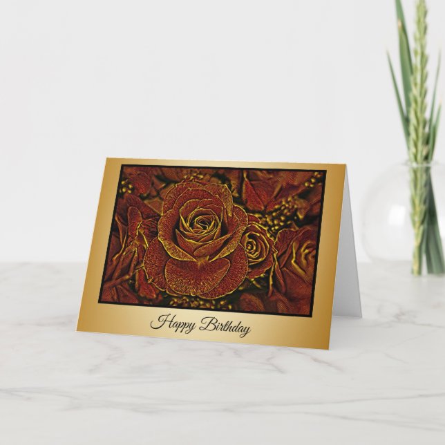 Gold and Rose - Birthday Card (Front)