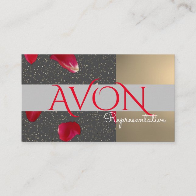 Gold and Roses Personalized Avon Business Card (Front)