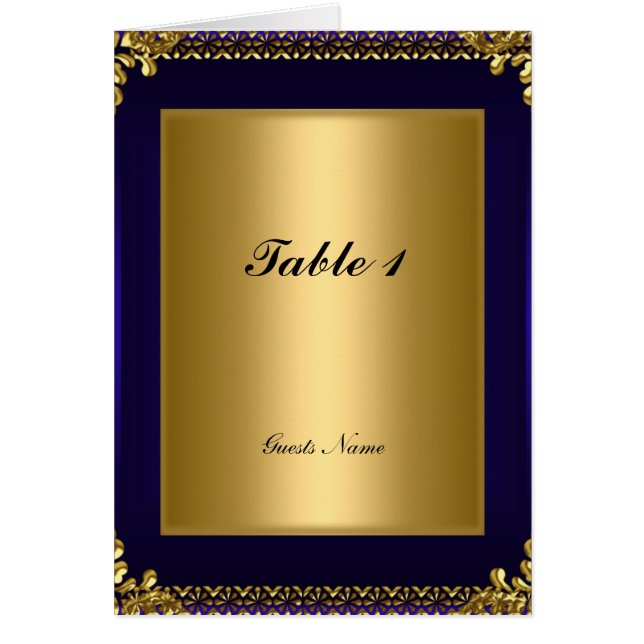 Gold and Royal Blue Table Placement Card Menu (Front)