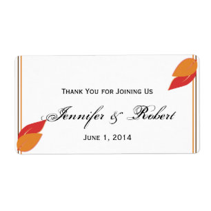Gold and Rust Fall Leaf Water Bottle Label