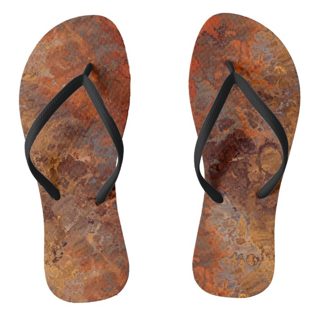 Gold and Rust Marble Abstract Jandals (Footbed)
