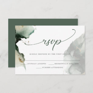 Gold and Sage Green Watercolor RSVP Card
