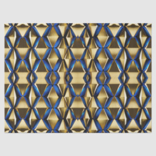 Gold and Sapphire Modern Pattern Decoupage Tissue Paper