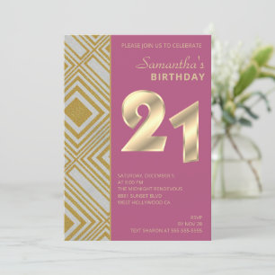 Gold and Silver Art Deco Birthday Invitation