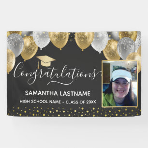 Gold and Silver Balloons Graduation 2022 Banner