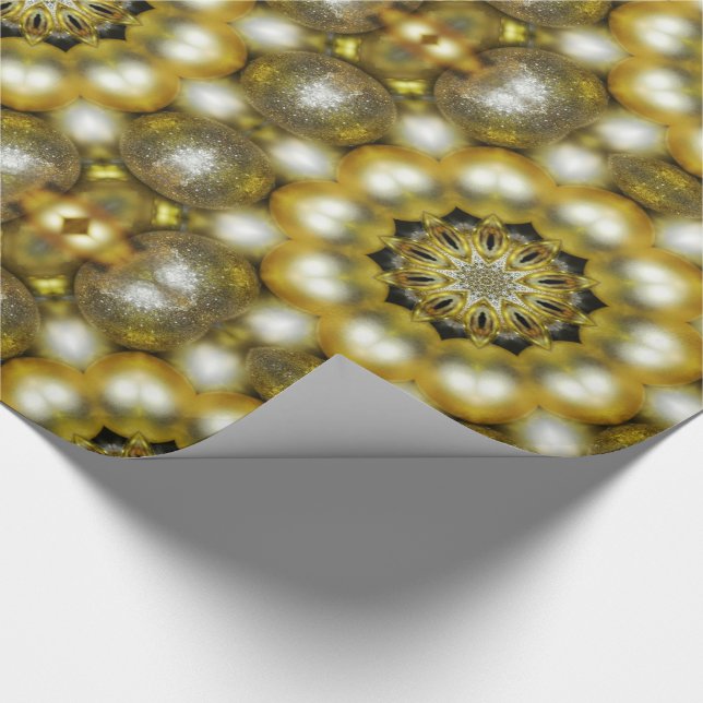 Gold and Silver Baubles Christmas Wrapping Paper (Corner)