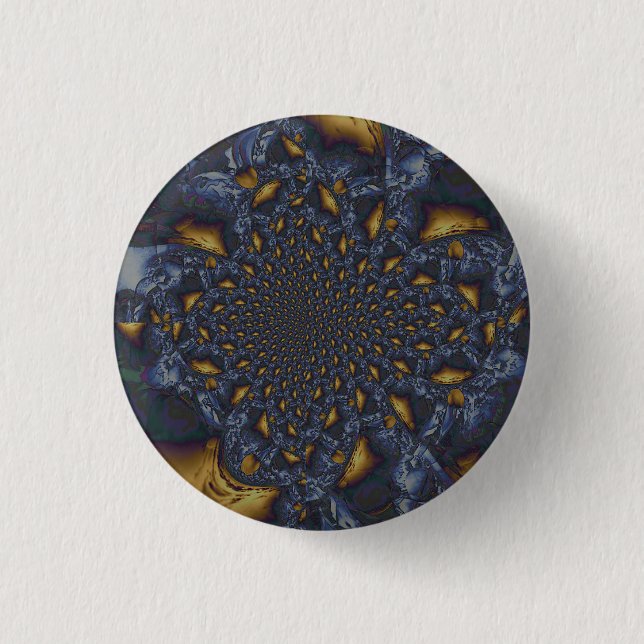 Gold and Silver Blue Molten Metal 3 Cm Round Badge (Front)