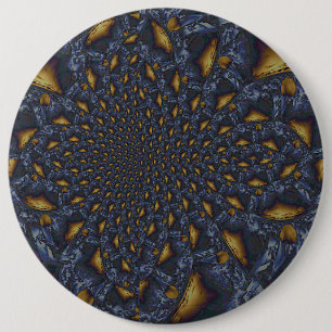 Gold and Silver Blue Molten Metal 6 Cm Round Badge