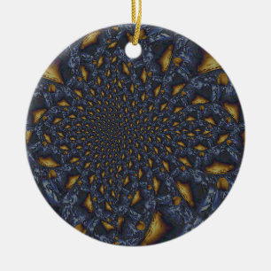 Gold and Silver Blue Molten Metal Ceramic Tree Decoration