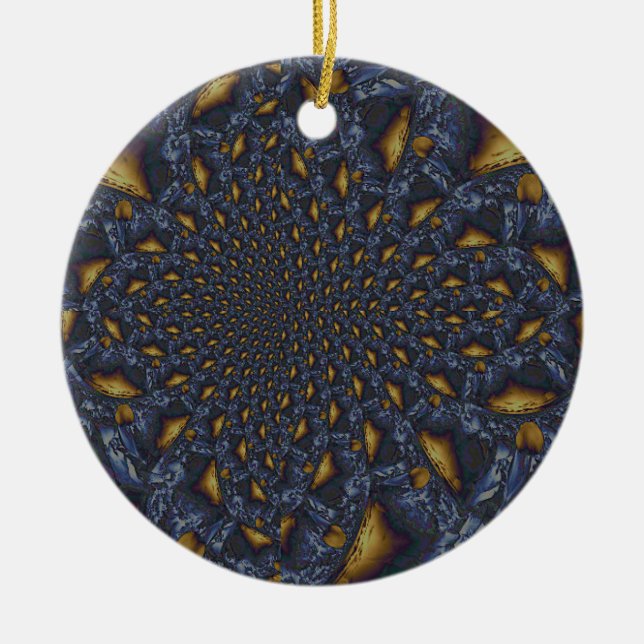 Gold and Silver Blue Molten Metal Ceramic Tree Decoration (Front)