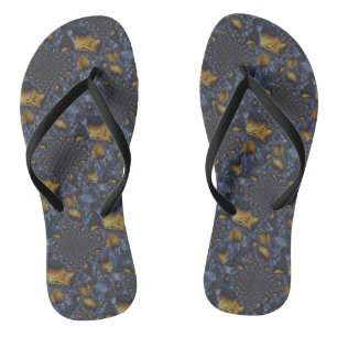 Gold and Silver Blue Molten Metal Jandals