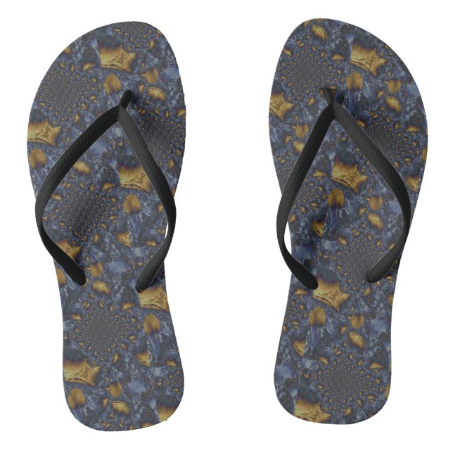 Gold and Silver Blue Molten Metal Jandals (Footbed)