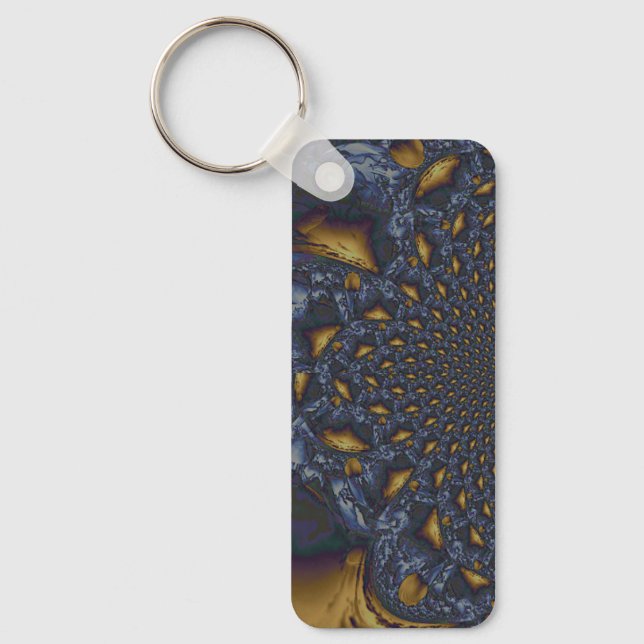 Gold and Silver Blue Molten Metal Key Ring (Front)