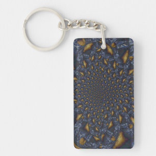 Gold and Silver Blue Molten Metal Key Ring