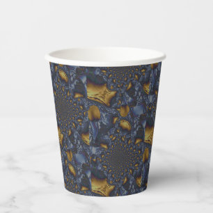 Gold and Silver Blue Molten Metal Paper Cups