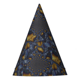 Gold and Silver Blue Molten Metal Party Hat