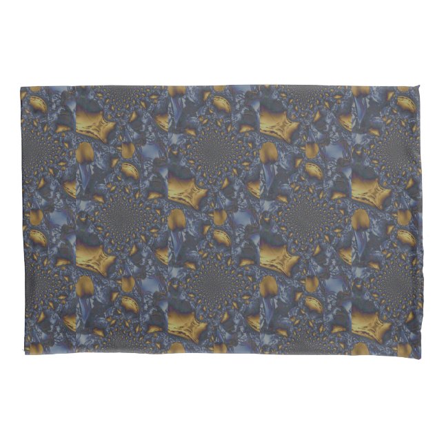 Gold and Silver Blue Molten Metal Pillowcase (Front)