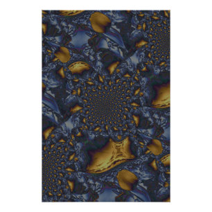 Gold and Silver Blue Molten Metal Poster
