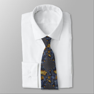 Gold and Silver Blue Molten Metal Tie