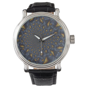 Gold and Silver Blue Molten Metal Watch