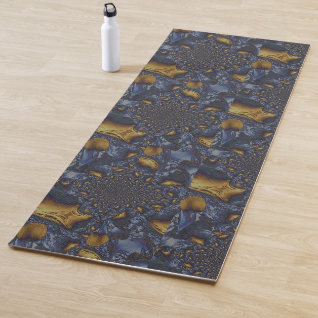 Gold and Silver Blue Molten Metal Yoga Mat (In Situ)