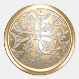 Gold and Silver Celtic Damask Envelope Seal