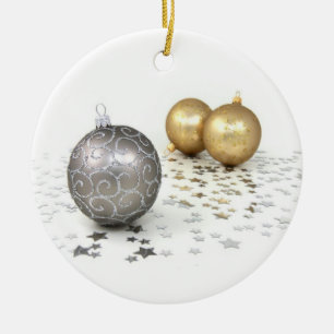 Gold and Silver Christmas Ornaments and Stars