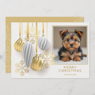 Gold and Silver Christmas Ornaments Photo Holiday Card