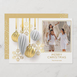 Gold and Silver Christmas Ornaments Photo Holiday Card