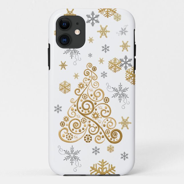 Gold and Silver Christmas Phone Case (Back)
