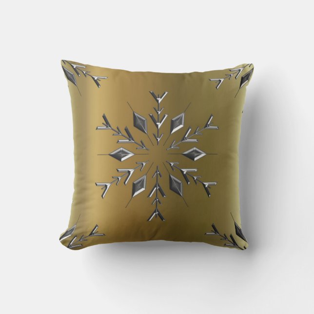 Gold and Silver Christmas Stars Cushion (Front)