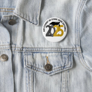 Gold and Silver Class of 2025 Graduation 6 Cm Round Badge