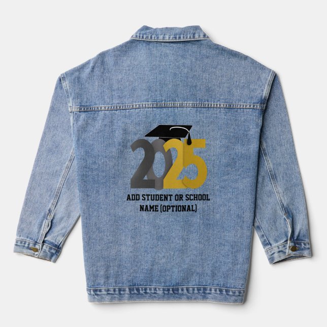 Gold and Silver Class of 2025 Graduation Denim Jacket (Back)