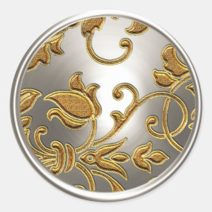 Gold and Silver Damask Envelope Seal