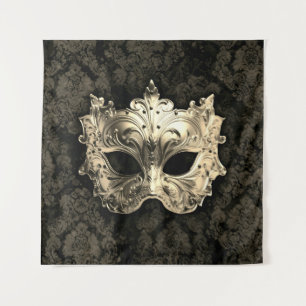 Gold and Silver Filigree Venetian Mask Tapestry