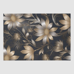 Gold and Silver Flowers Decoupage / Tissue Paper